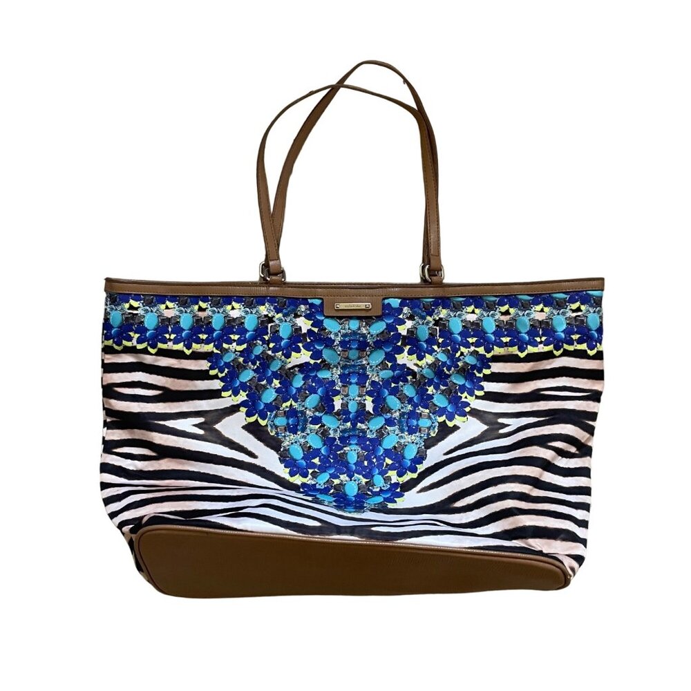 Stella & Dot Capri Jeweled Zebra Tote Bag